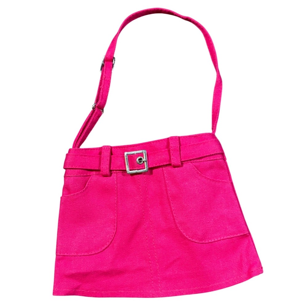 Hot Pink 2012 Canvas Mini Skirt Shaped Shoulder Bag Y2K Buckle Small Purse